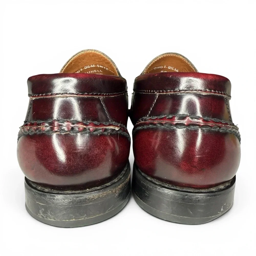 GH Bass Weejuns 9.5 Oxblood Burnished Leather Penny Loafers Dress Shoes Moc Toe
